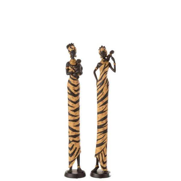 AFRICAN WOMAN ZEBRA POLY BLACK/BROWN LARGE ASSORTMENT OF 2