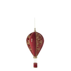 HOT AIR BALLOON HANGING POLYFOAM/TEXTILE RED/GOLD MEDIUM