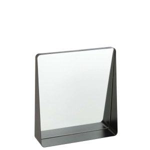 WALL MIRROR SQUARE METAL/GLASS BLACK