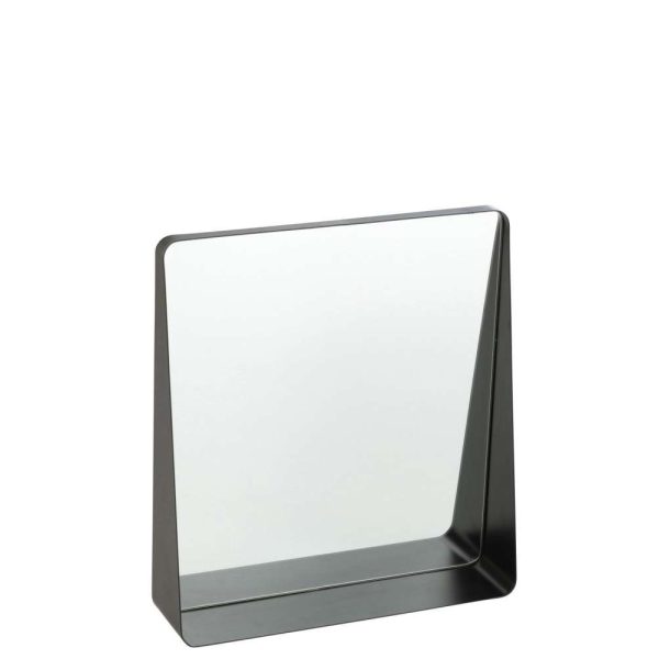 WALL MIRROR SQUARE METAL/GLASS BLACK