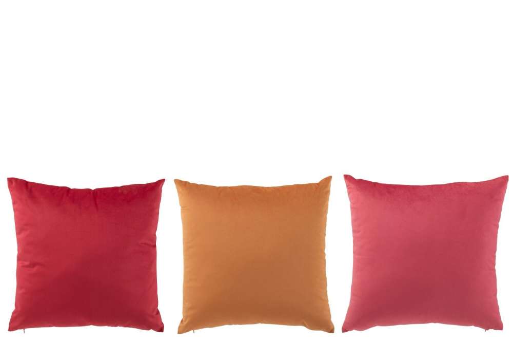 CUSHION VELVET OCHRE/PINK ASSORTMENT OF 3