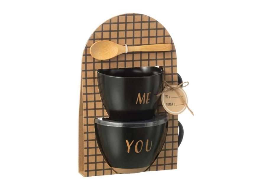 BOX OF 2 CUP CERAMICS BLACK