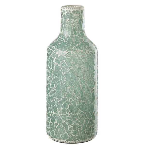 VASE MOSAIC GLASS GREEN/WHITE LARGE