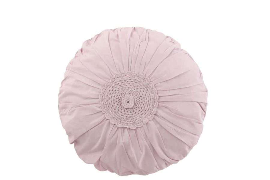 CUSHION ROUND LACE COTTON VIOLET