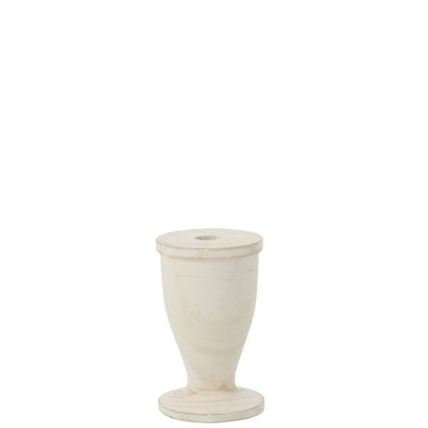 CANDLE HOLDER WOOD WHITE LARGE