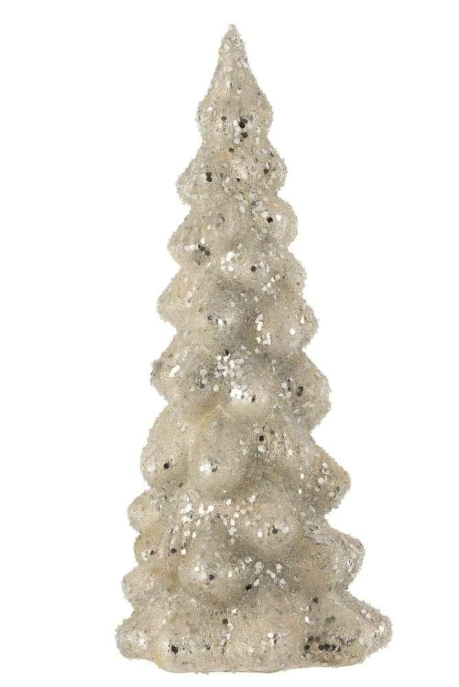 CHRISTMAS TREE DECO SUGAR GLASS SHINY LIGHT GREY/SILVER LARGE