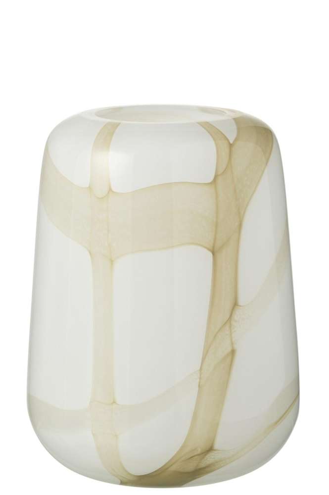 VASE FUZZY  GLASS WHITE/GREEN