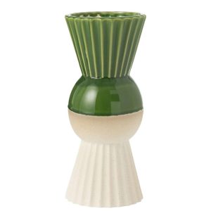 VASE REYA PORCELAIN WHITE/GREEN LARGE
