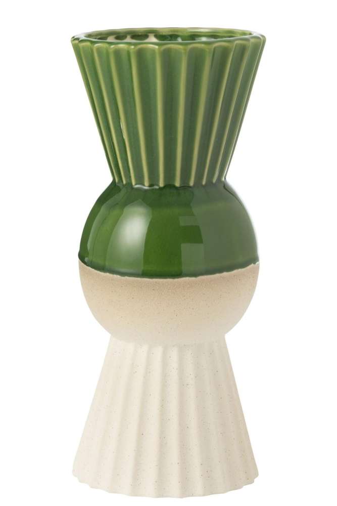 VASE REYA PORCELAIN WHITE/GREEN LARGE
