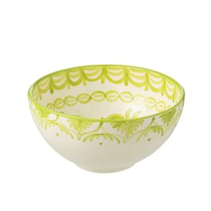 BOWL GRANADA HIGH CERAMIC WHITE/GREEN LARGE