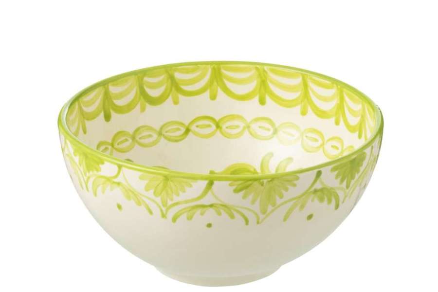 BOWL GRANADA HIGH CERAMIC WHITE/GREEN LARGE