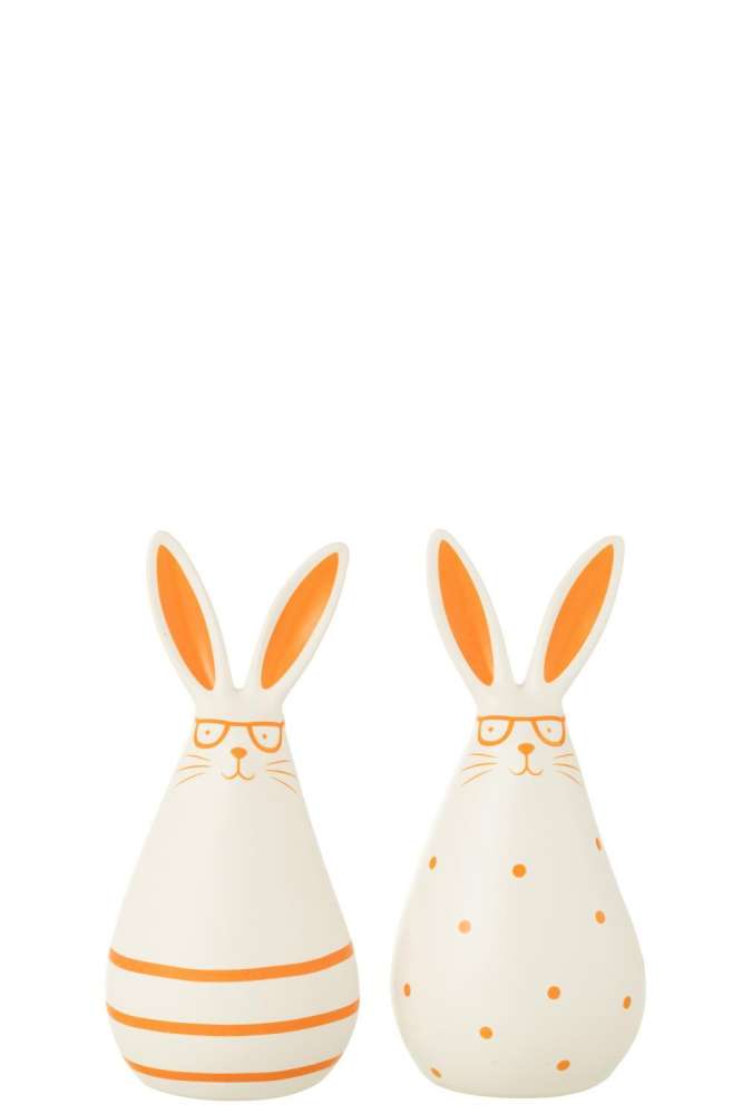 RABBIT GLASSES ORANGE CERAMIC MEDIUM ASSORTMENT OF 2