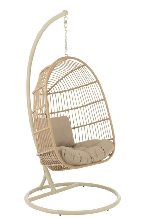 HANGING CHAIR EGGA STEEL/ROPE BEIGE
