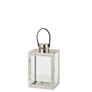 LANTERN RECTANGLE METAL/GLASS SILVER