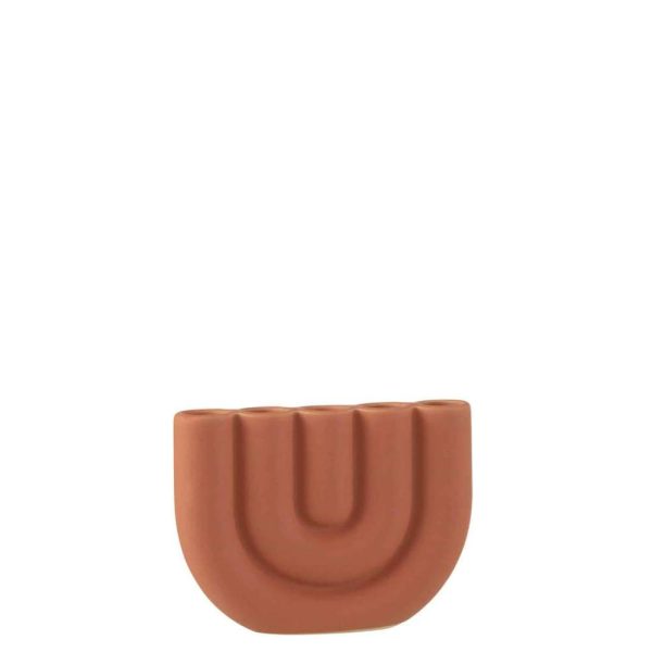 CANDLE HOLDER ARC 5CANDLES CERAMIC ORANGE