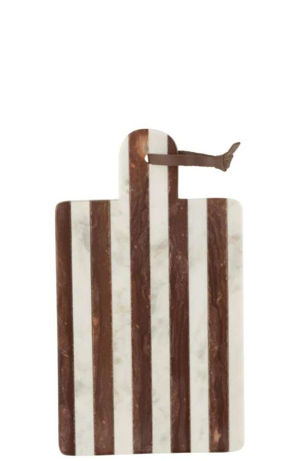 PLANK RECTANGULAR STRIPE MARBLE WHITE/BROWN SMALL