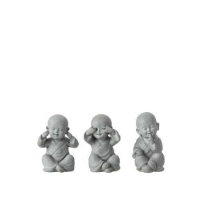 MONK SEE/HEAR/SPEAK NO EVIL POLY GREY SMALL ASSORTMENT OF 3