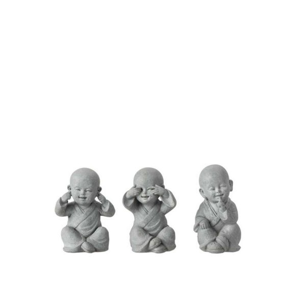 MONK SEE/HEAR/SPEAK NO EVIL POLY GREY SMALL ASSORTMENT OF 3