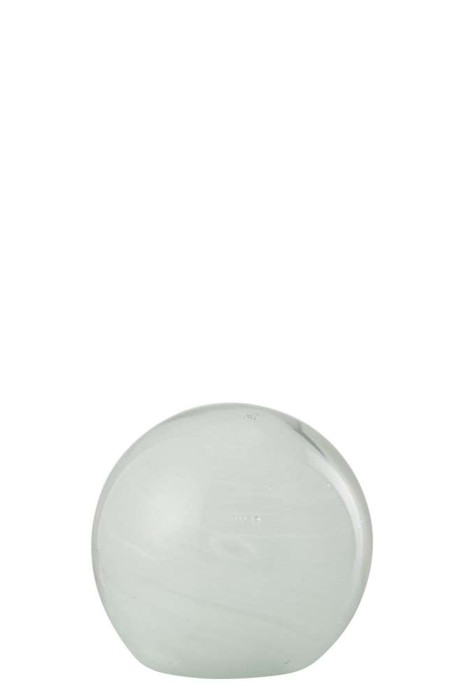 PAPERWEIGHT TWISTER ROUND GLASS WHITE MEDIUM