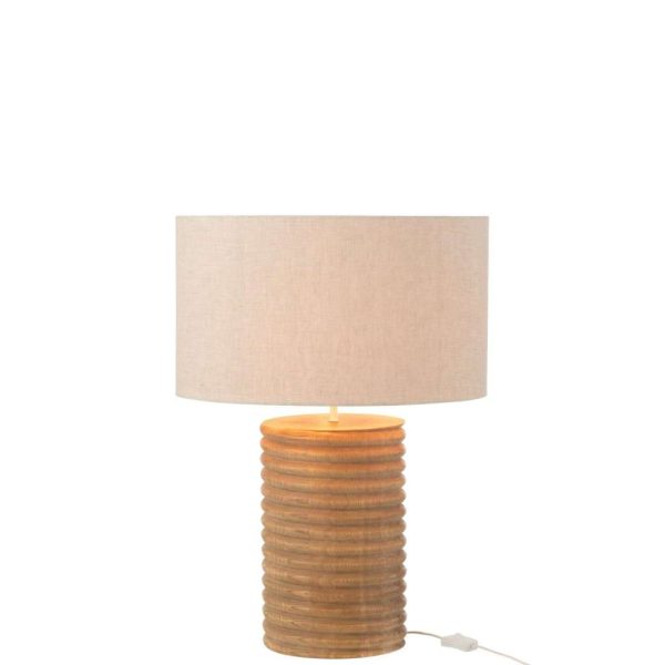 TABLE LAMP THREADED WIDE AILANTHUS WOOD NATURAL/GREY