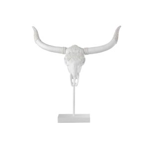 SKULL DEER ON FOOT POLYRESIN WHITE