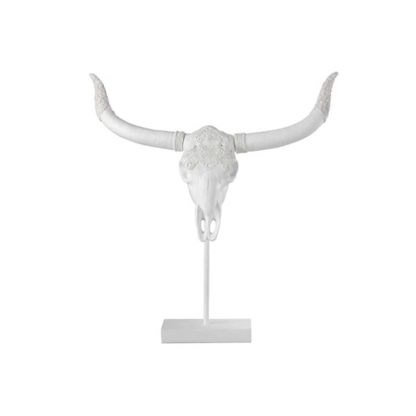 SKULL DEER ON FOOT POLYRESIN WHITE
