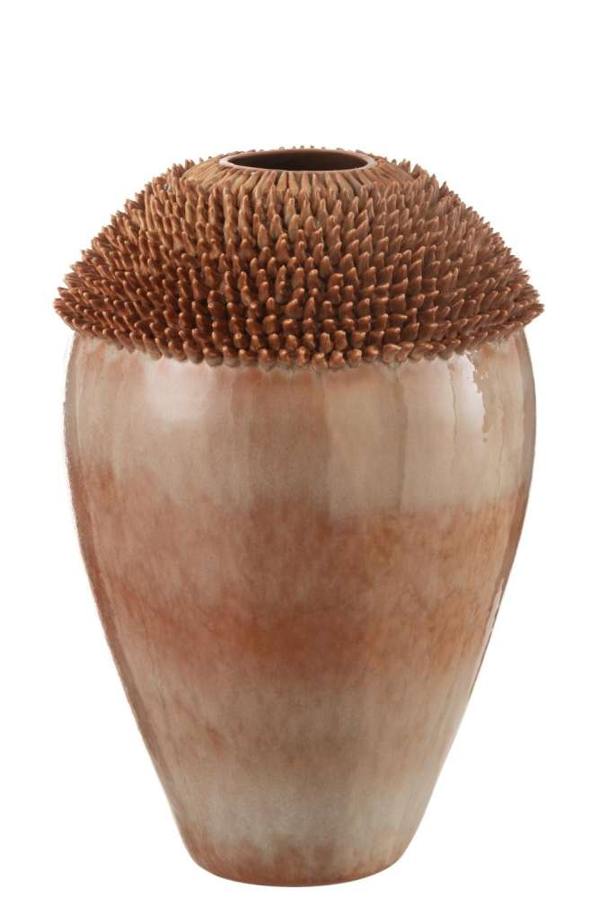 VASE SPIKES PORCELAIN BROWN LARGE