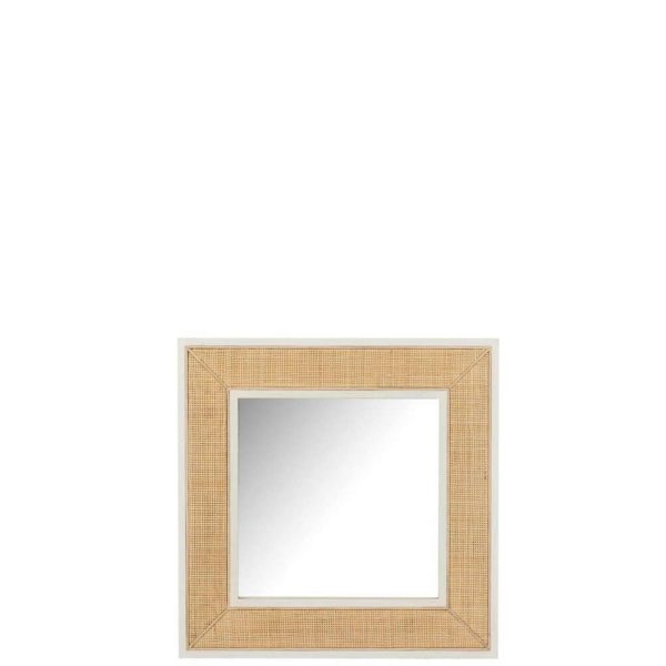 MIRROR MOLLY EXOTIC WOOD / WHITE RATTAN SMALL