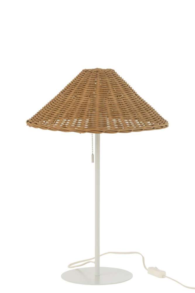 TABLE LAMP METAL/RATTAN WHITE/NATURAL