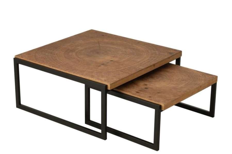 S/2 COFFEE TABLE DOS MDF NATURAL/BLACK