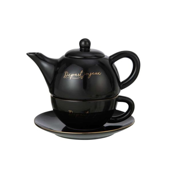 TEA FOR ONE PORCELAIN DÉPART JOYEUX BLACK/GOLD