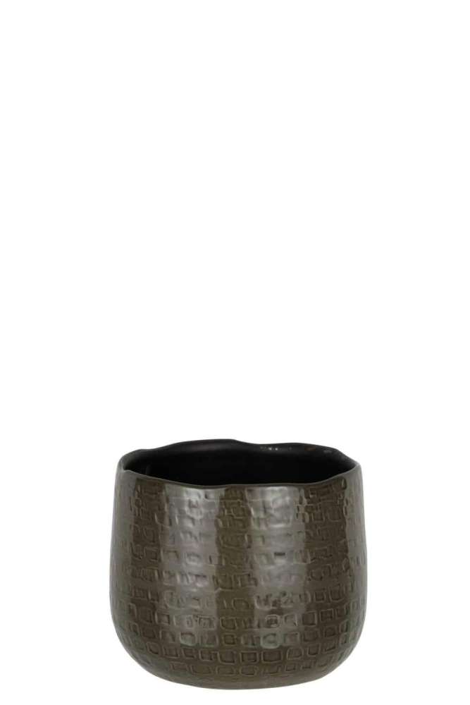 FLOWERPOT PATTERN CERAMIC DARK GREY MEDIUM