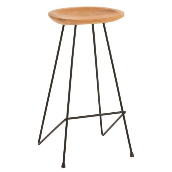 BAR STOOL TEAK WOOD/IRON NATURAL