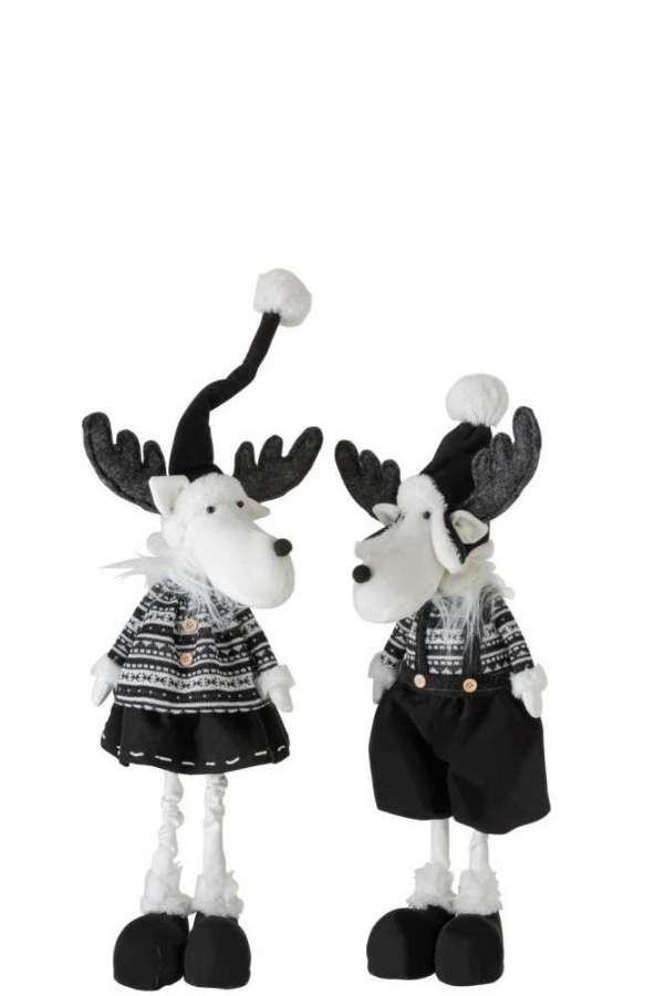REINDEER STANDING DECO TEXTILE BLACK SMALL ASSORTMENT OF 2