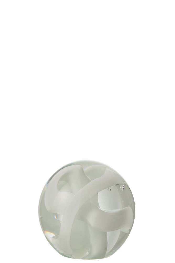 PAPERWEIGHT GARLAND GLASS WHITE SMALL