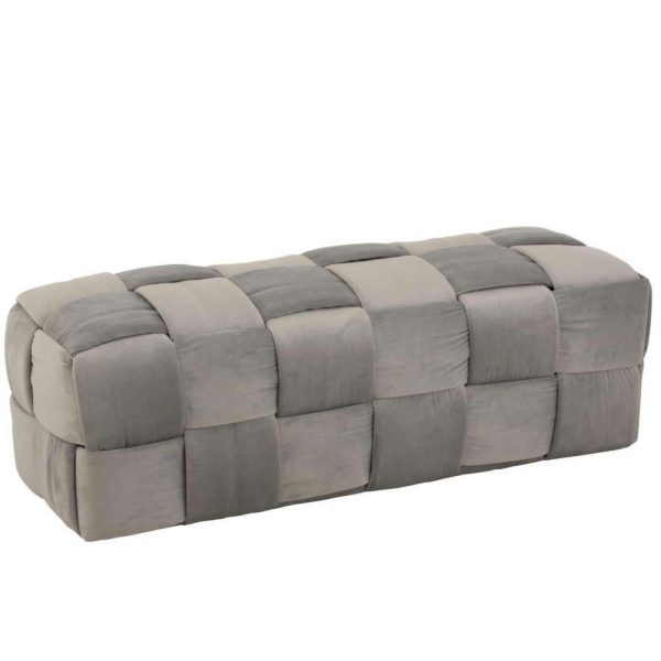 POUF 3-PERSON TEXTILE/WOOD LIGHT GREY