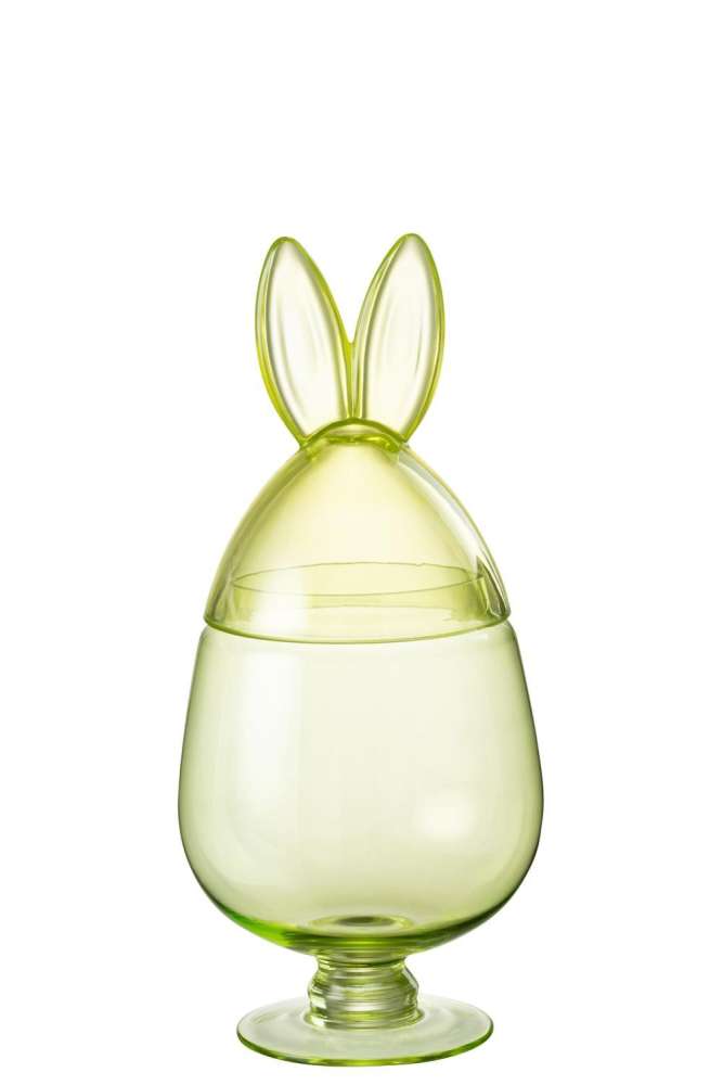 POT RABBIT GLASS GREEN MEDIUM