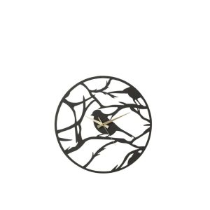 CLOCK BIRD METAL BLACK