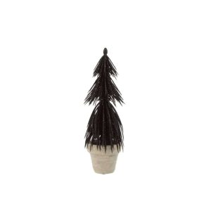 PINE TREE IN POT GLITTER PLASTIC BLACK