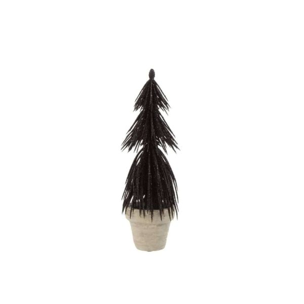 PINE TREE IN POT GLITTER PLASTIC BLACK