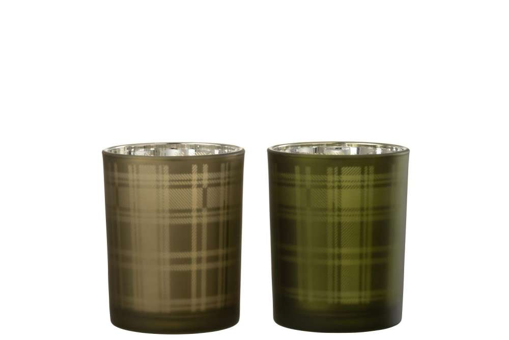 HURRICANE RECTANGLES GLASS GREEN MEDIUM ASSORTMENT OF 2