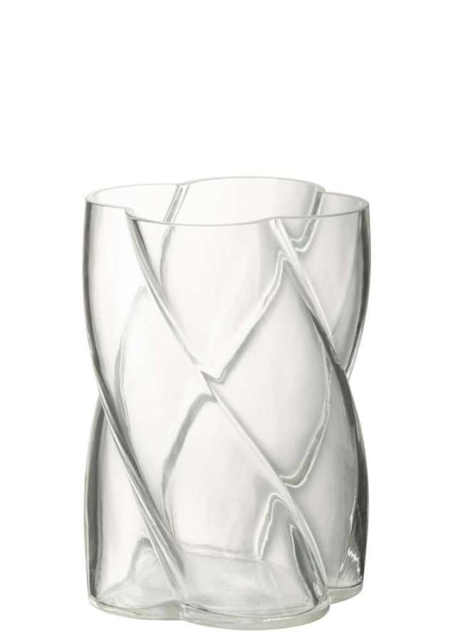 VASE SWIRLY GLASS TRANSPARENT SMALL