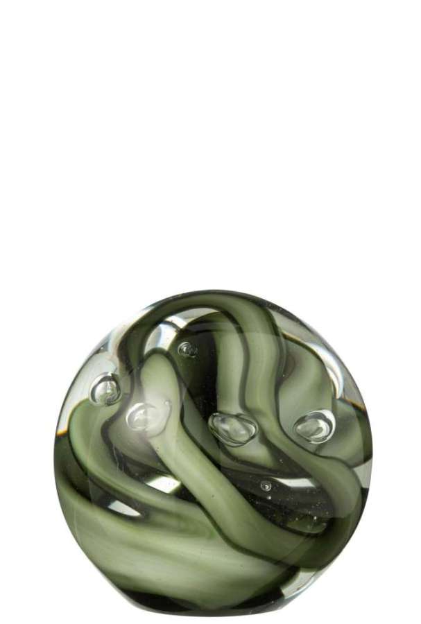 PAPERWEIGHT TORNADO ROUND GLASS TRANSPARENT/BROWN LARGE