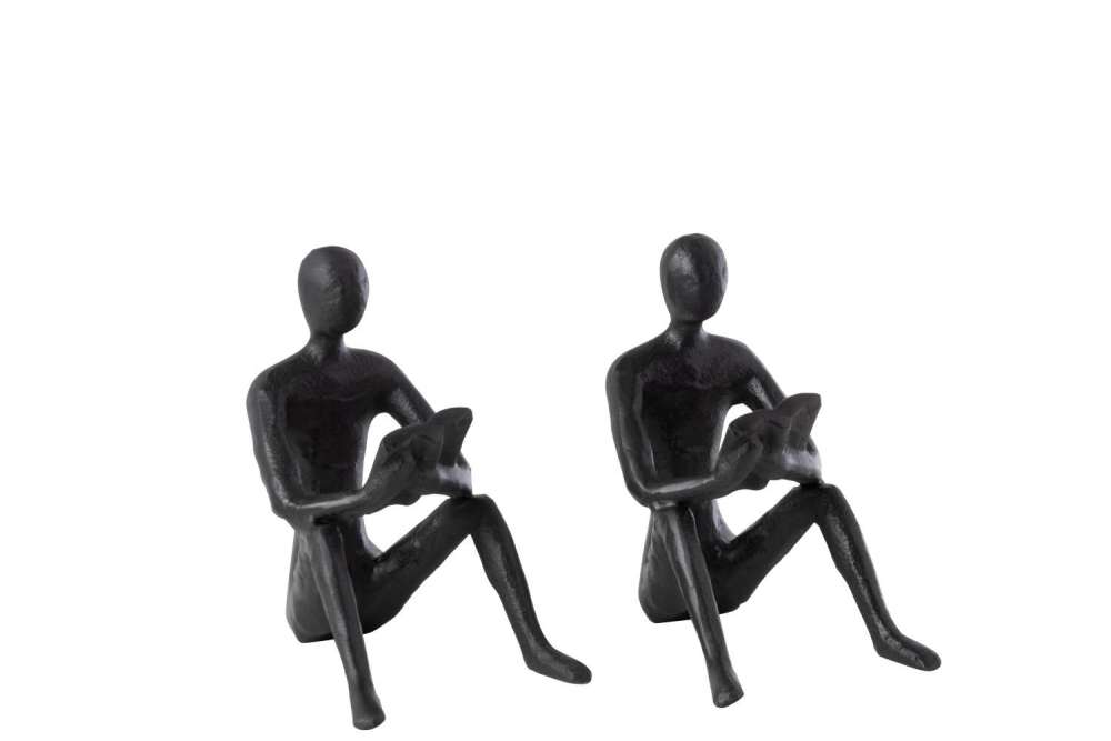 SET OF 2 STATU SEATED KOLI IRON BLACK