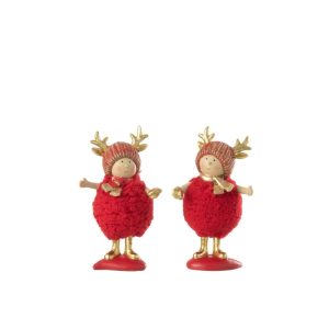 CHILDREN ANTLERS RESIN RED/GOLD MEDIUM ASSORTMENT OF 2