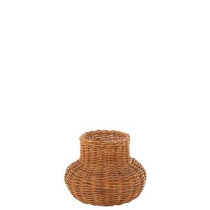 BASKET VASE SHAPED RATTAN HONEY YELLOW