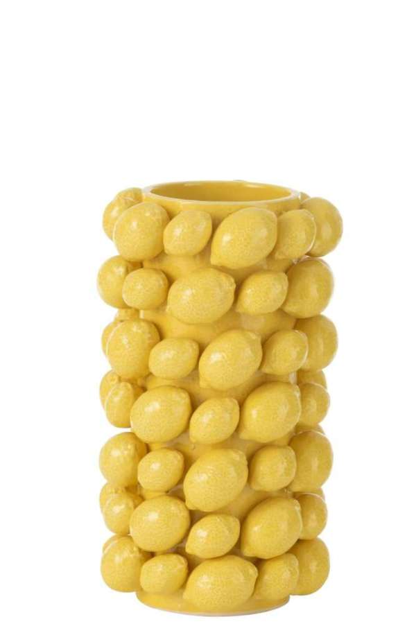 VASE LEMONS COVER CERAMIC YELLOW
