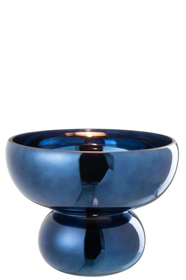 BOWL ROUNDED FOOT GLASS BLUE