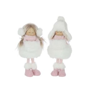 GIRLS STANDING HAT FUR POLYESTER WHITE/PINK LARGE ASSORTMENT OF 2