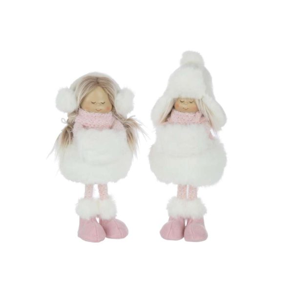 GIRLS STANDING HAT FUR POLYESTER WHITE/PINK LARGE ASSORTMENT OF 2